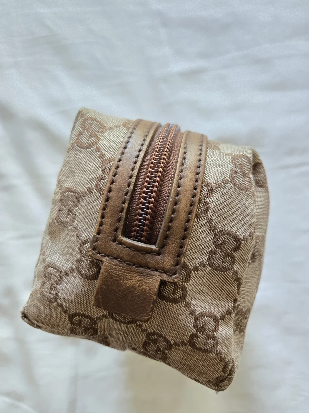 RARE Vintage Gucci Pink GG Monogram Canvas Cosmetic Pouch Bag